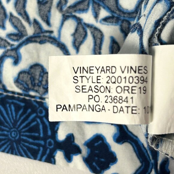 Vineyard Vines Off The Shoulder Mini Dress Womens S Blue White Tile Medallion - Picture 6 of 10
